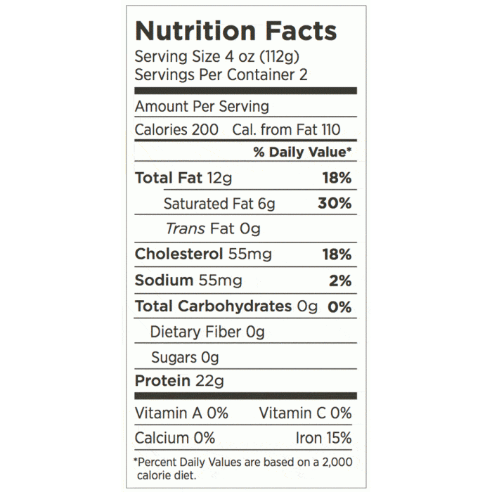 Nutrition facts 8 oz ribeye steak